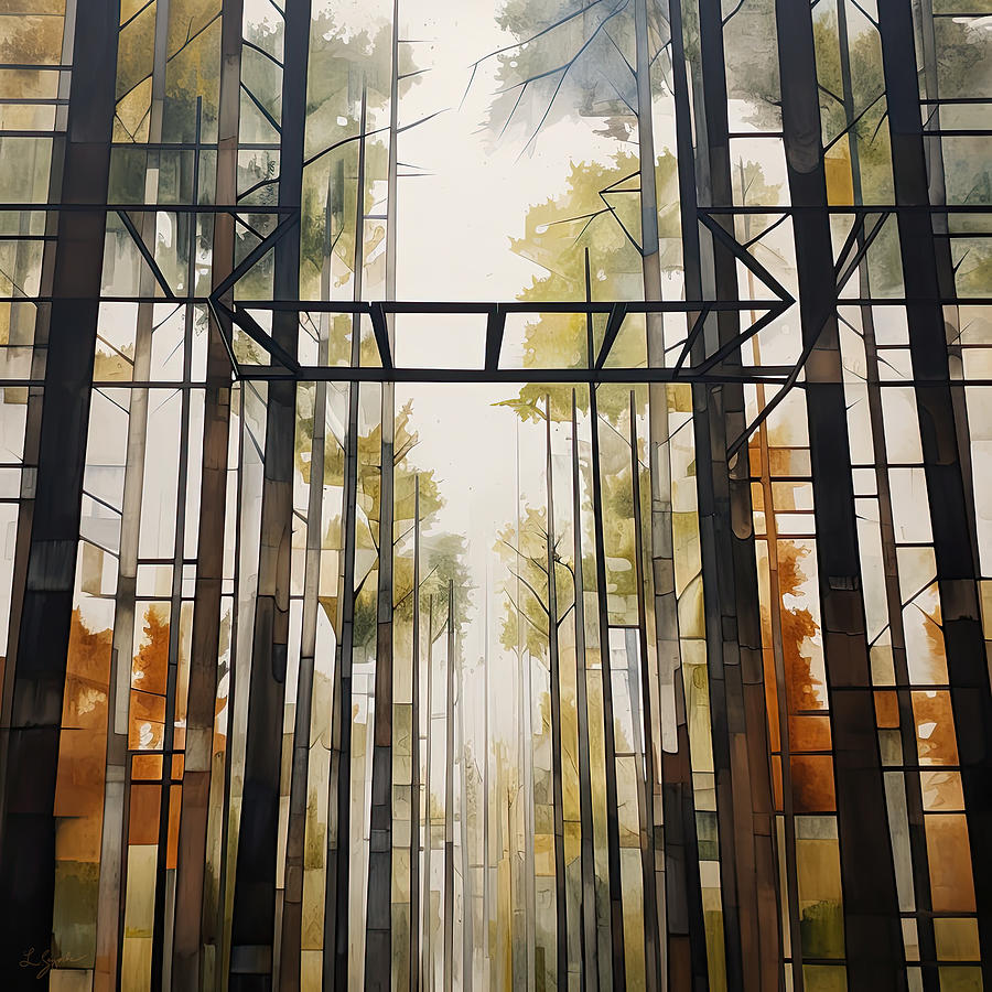 Architecture Painting - Geometric Woodland - Patterns in Nature Art by Lourry Legarde