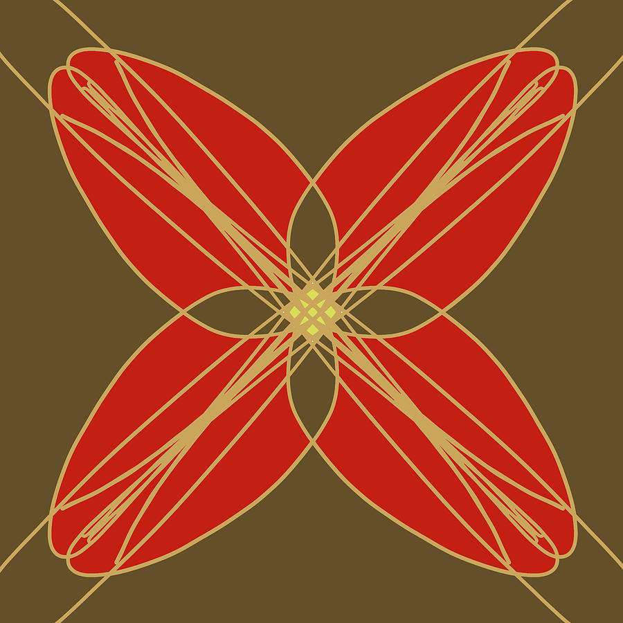 Geometrical Pattern - Red and Brown Flower Digital Art by Patricia Awapara