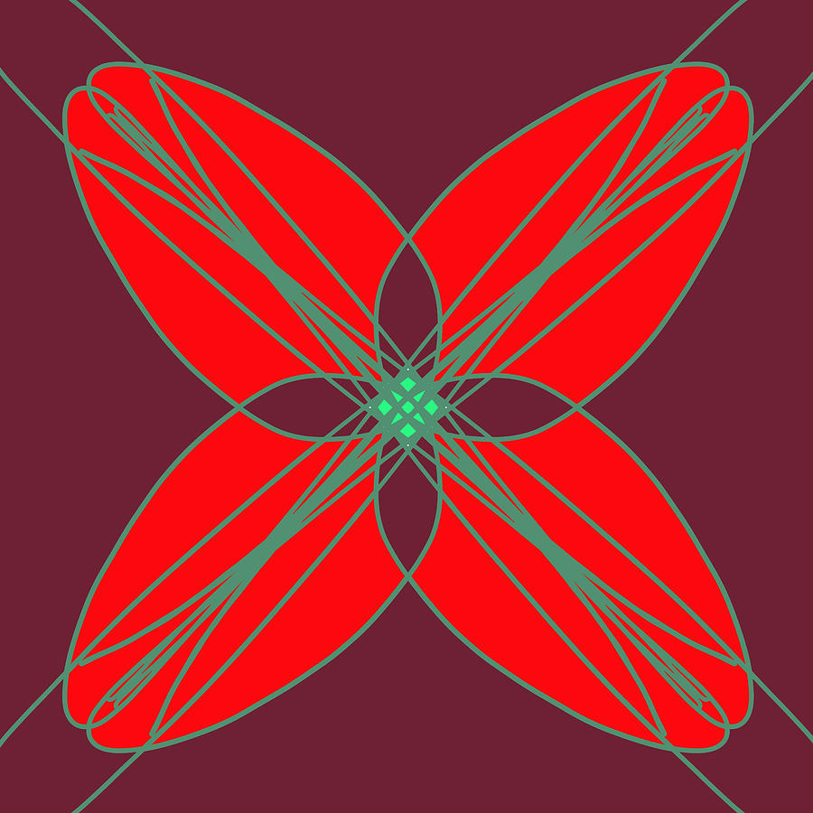 Geometrical Pattern - Red Flower Digital Art by Patricia Awapara