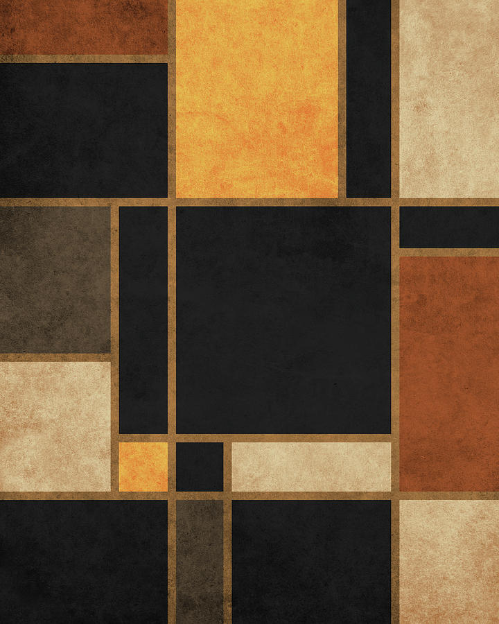 Geometrie A La Mondrian - Mondrian Inspired 2 - Modernist Geometric Abstract - Black Mixed Media