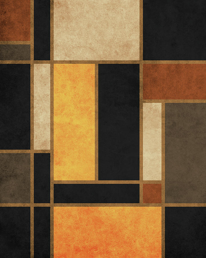 Geometrie A La Mondrian - Mondrian Inspired 3 - Modernist Geometric Abstract - Black Mixed Media