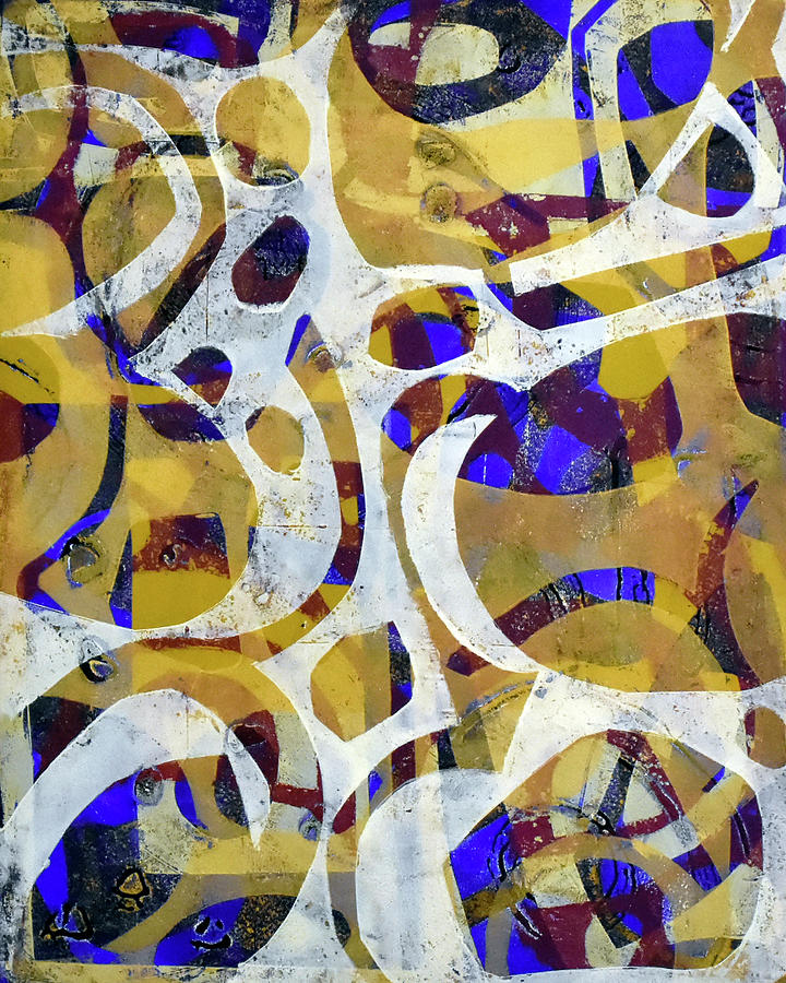 Abstract Mixed Media - Geometry Dreaming Freely 4 by Kate Word