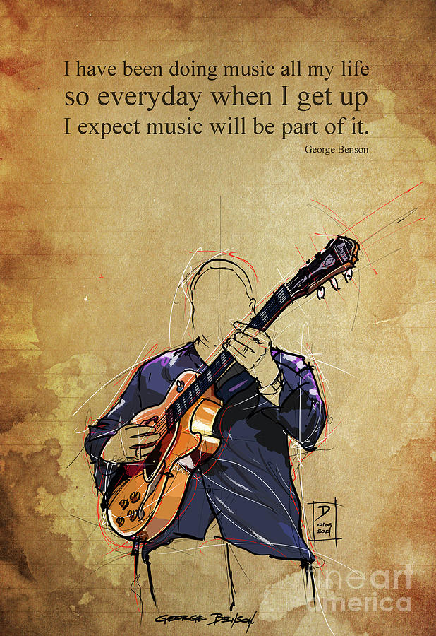 George Benson Quote, Original Handmade Artwork, Gift For Musicians ...