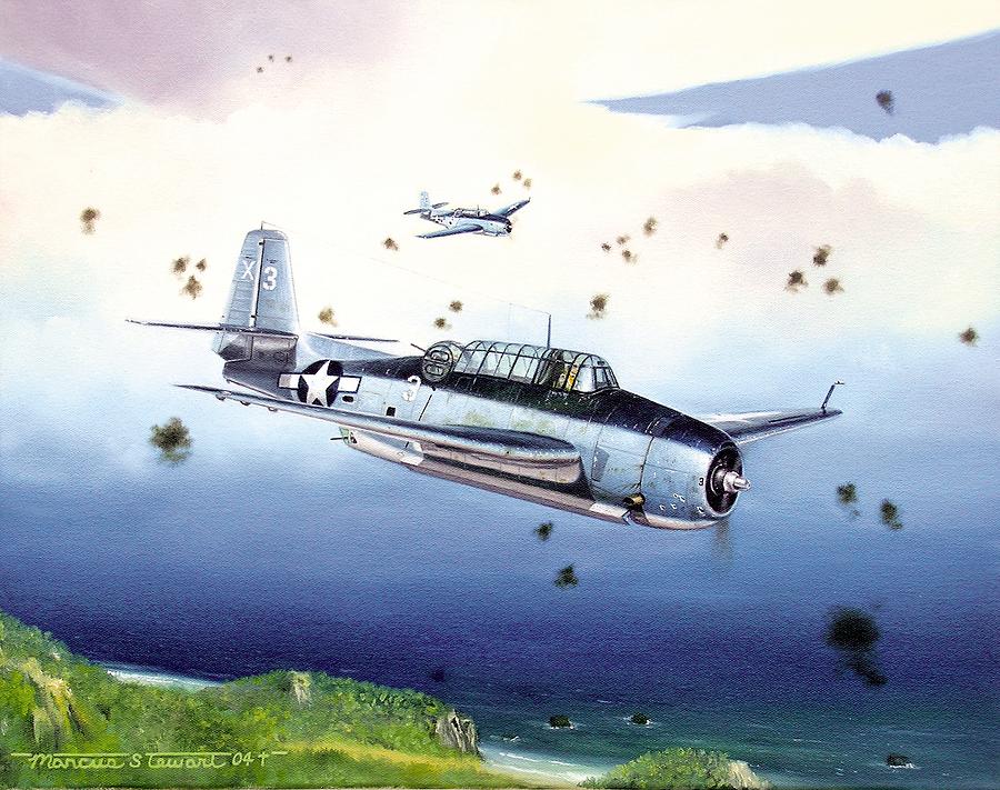 Airplane Painting - George Bush Over Chichi Jima by Marc Stewart