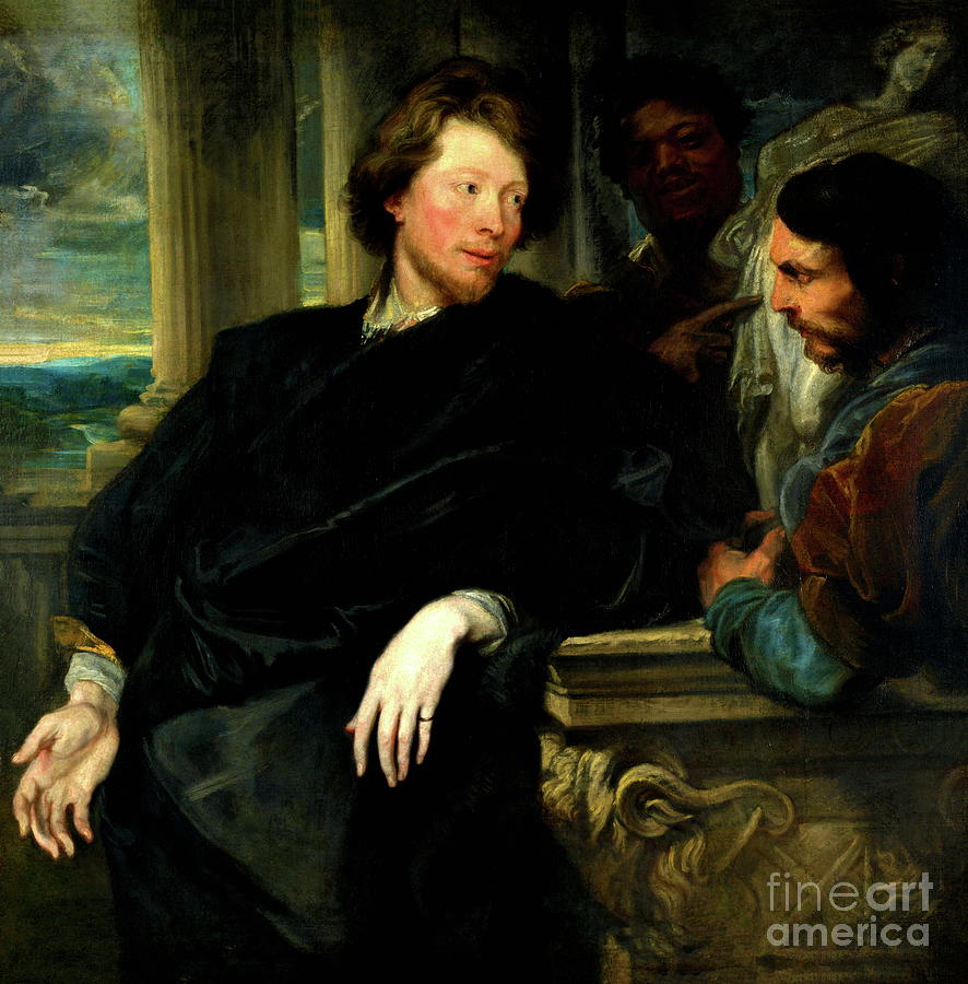 George Gage with Two Men Painting by Sir Anthony van Dyck