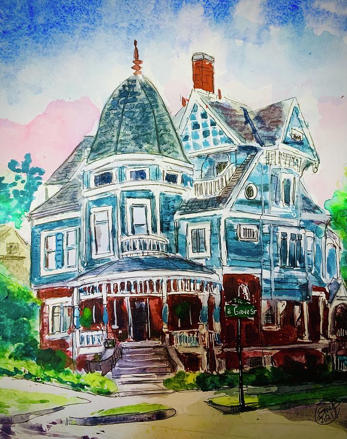 George H Cox House Mixed Media by Eileen Backman