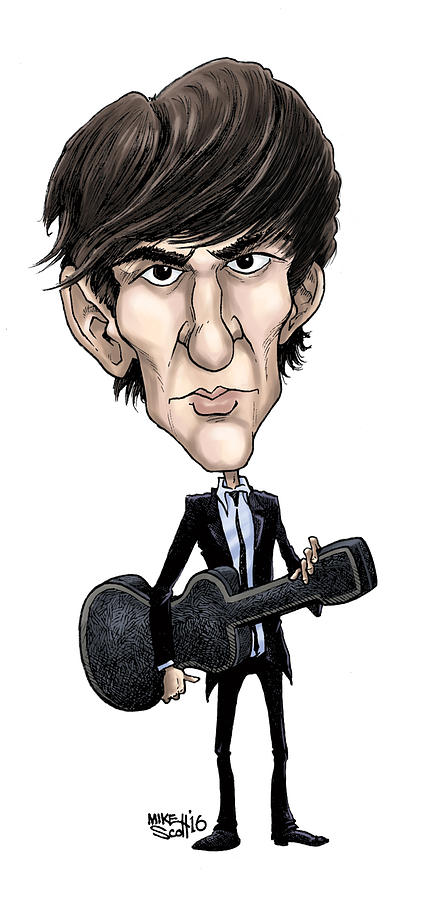 George Harrison in color Drawing by Mike Scott