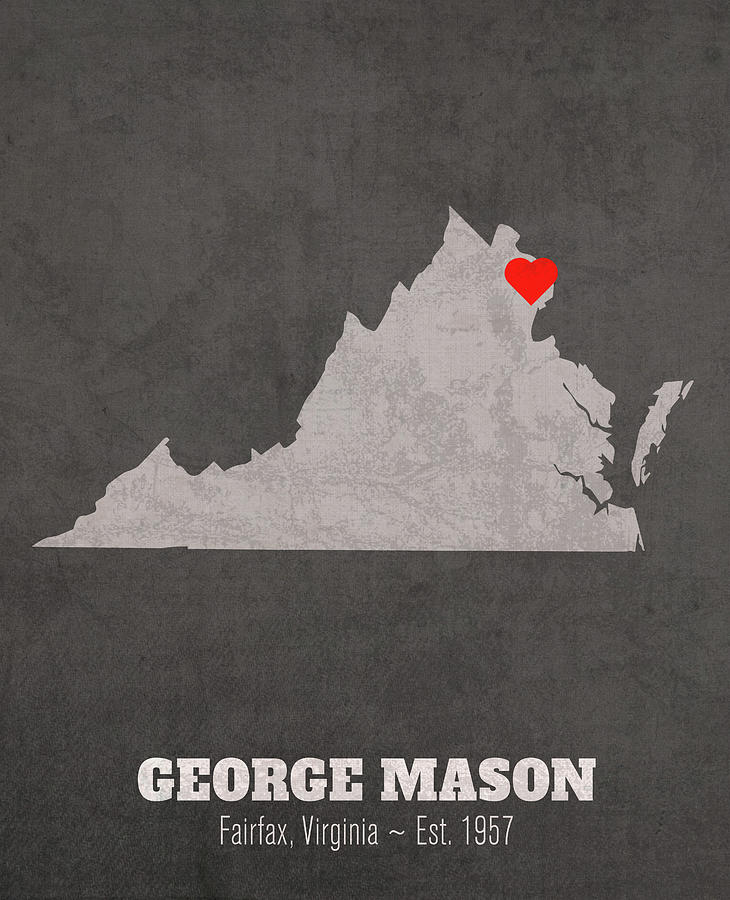 Map Mixed Media - George Mason University Fairfax Virginia Founded Date Heart Map by Design Turnpike