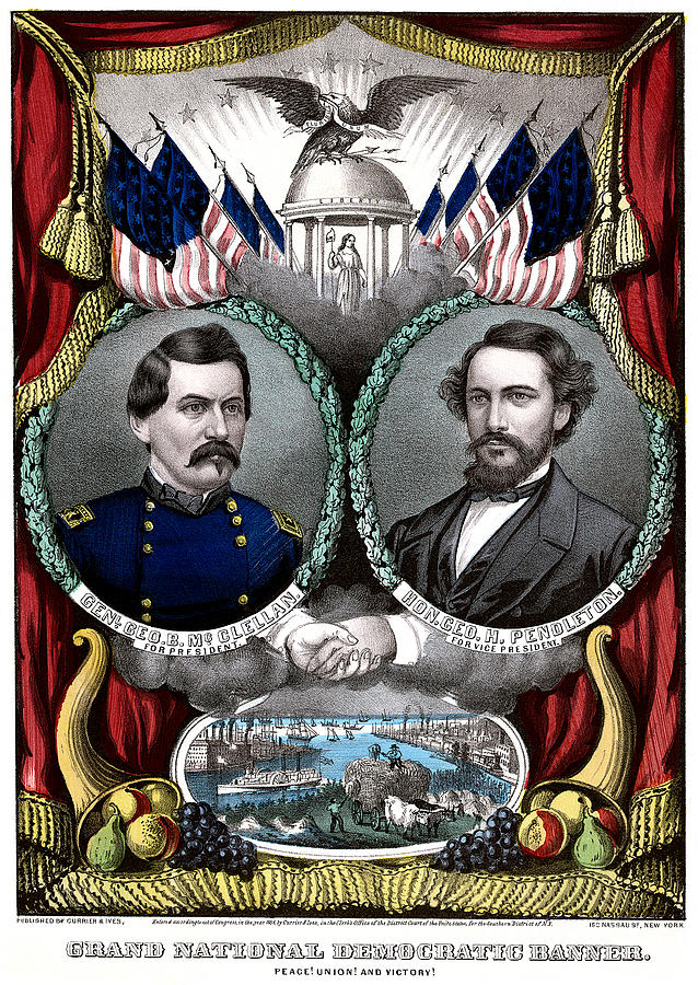 George McClellan 1864 Presidential Campaign Poster Painting By Artist ...