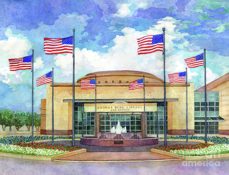 George H.W. Bush Presidential Library and Museum Painting by Hailey E ...