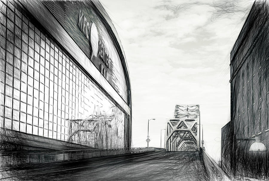 George Rogers Clark Memorial Bridge drawing Digital Art by Alexey Stiop