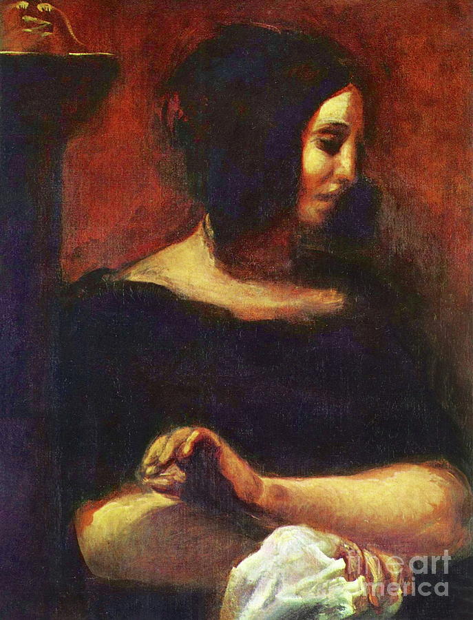 George Sand Painting by Eugene Delacroix