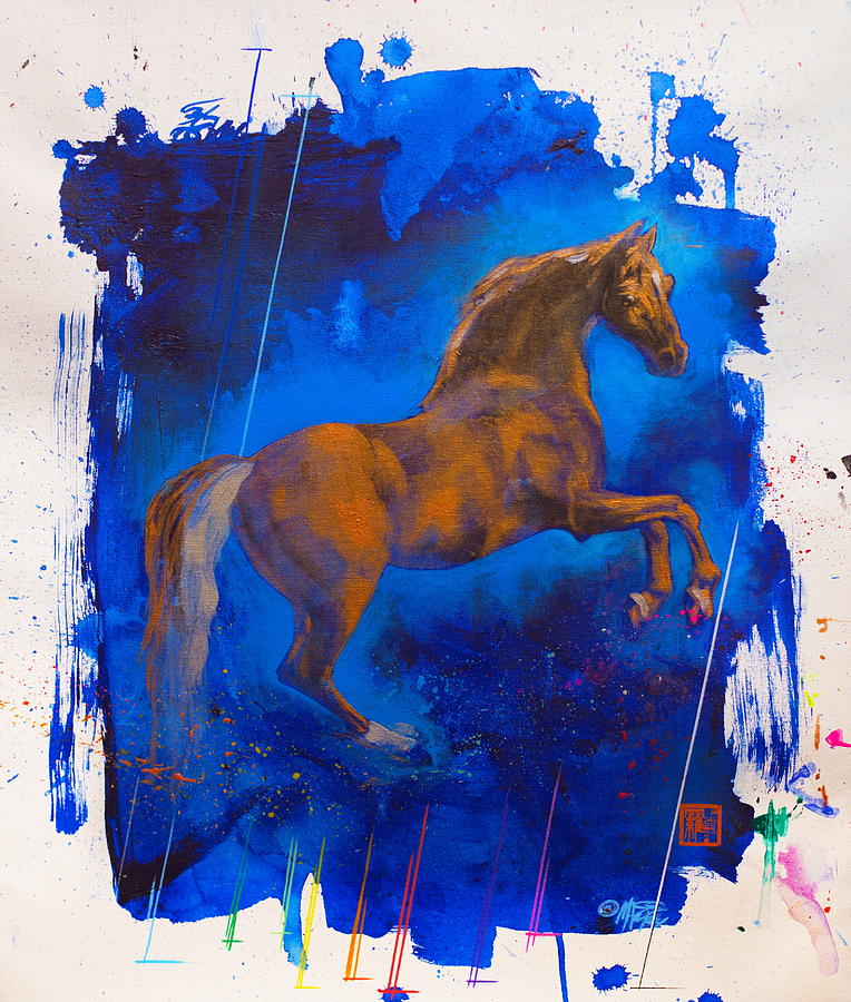 George Stubbs Whistlejacket in blue Painting by Michael Andrew Law ...