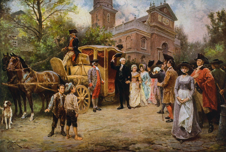 George Washington Painting - George Washington arriving at Christ Church by War Is Hell Store