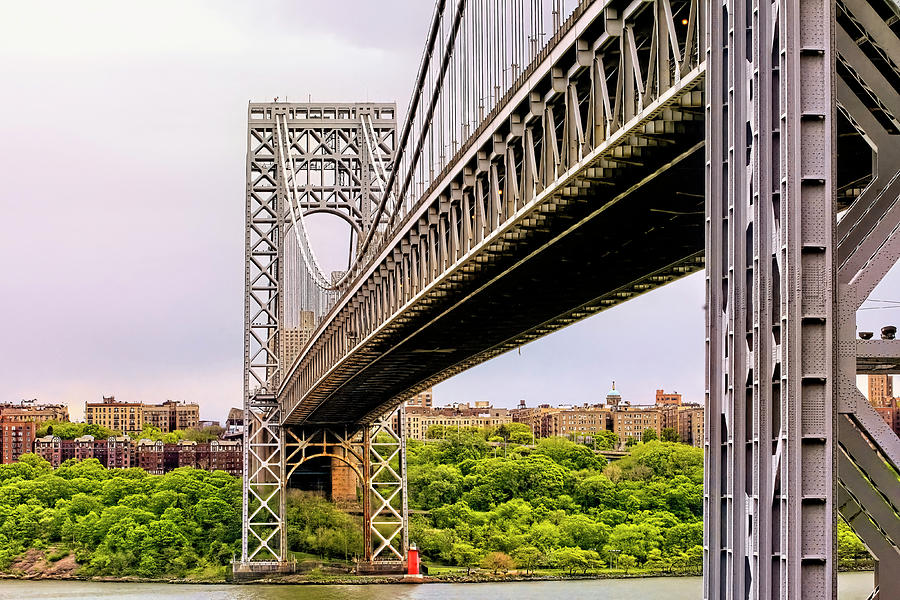 George Washington Bridge And The Little Red Lighthouse Photograph