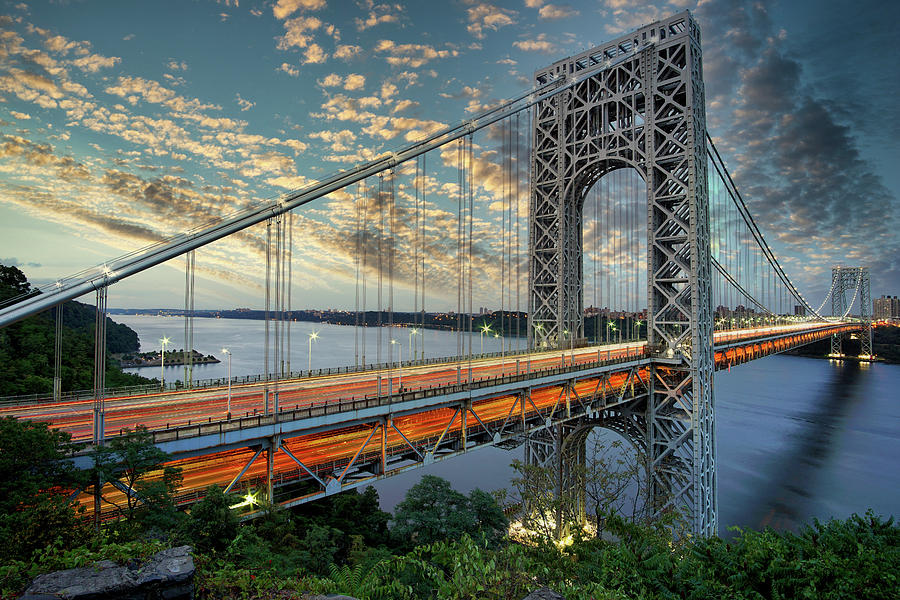 George Washington Bridge at Sunset Photograph by Daniel Portalatin - Pixels