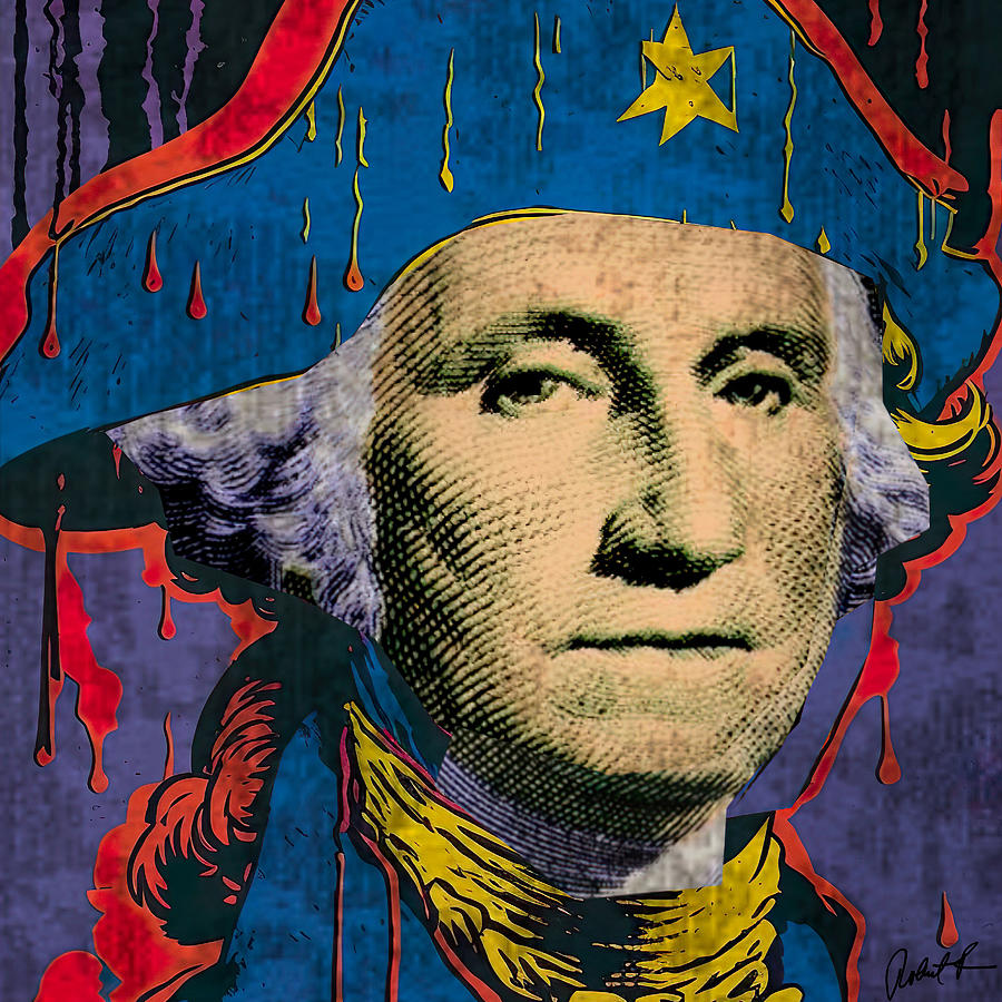 george washington Patriot FIGHTER for America large print Painting by Robert R Splashy Art Abstract Paintings