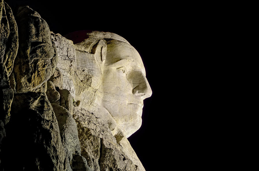 George Washington Profile At Night Photograph by David Lawson
