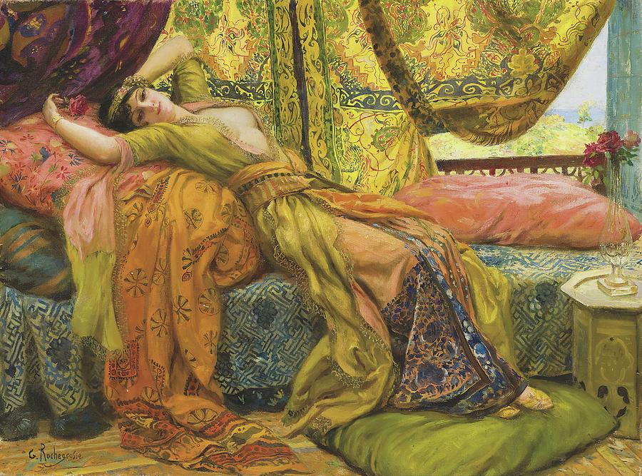 Georges Antoine Rochegrosse Reclining Beauty ca 1900 Painting by Georges Antoine Rochegrosse
