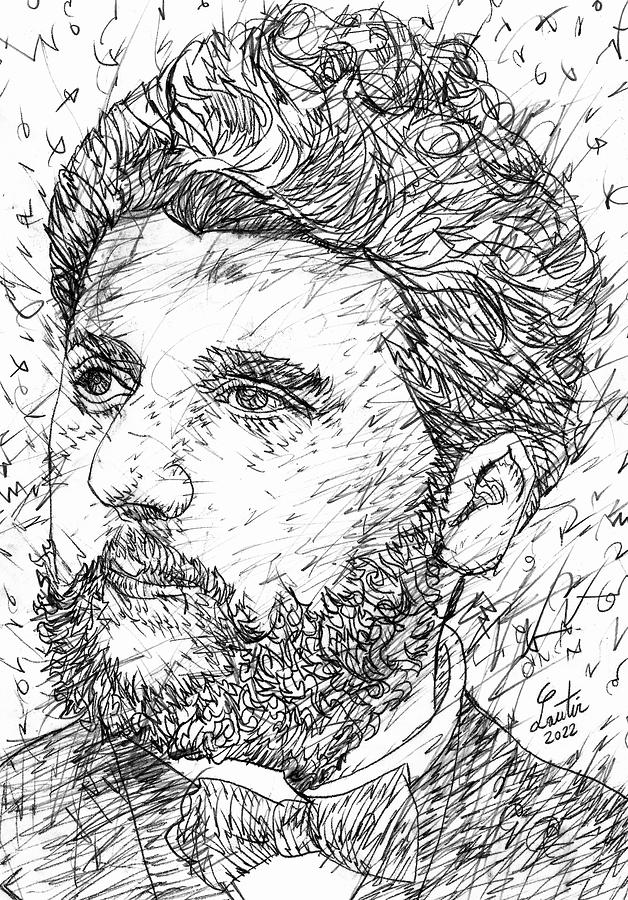 GEORGES BIZET black and white pencil portrait .1 Drawing by Fabrizio ...