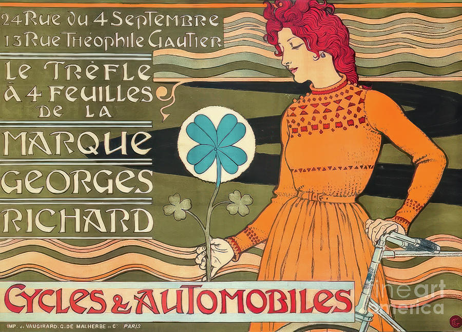 Georges Richard Bicycles Art Nouveau Poster 1899 Drawing by M G Whittingham
