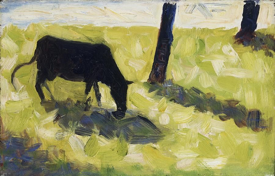 Georges Seurat - Black Cow in a Meadow Painting by Les Classics