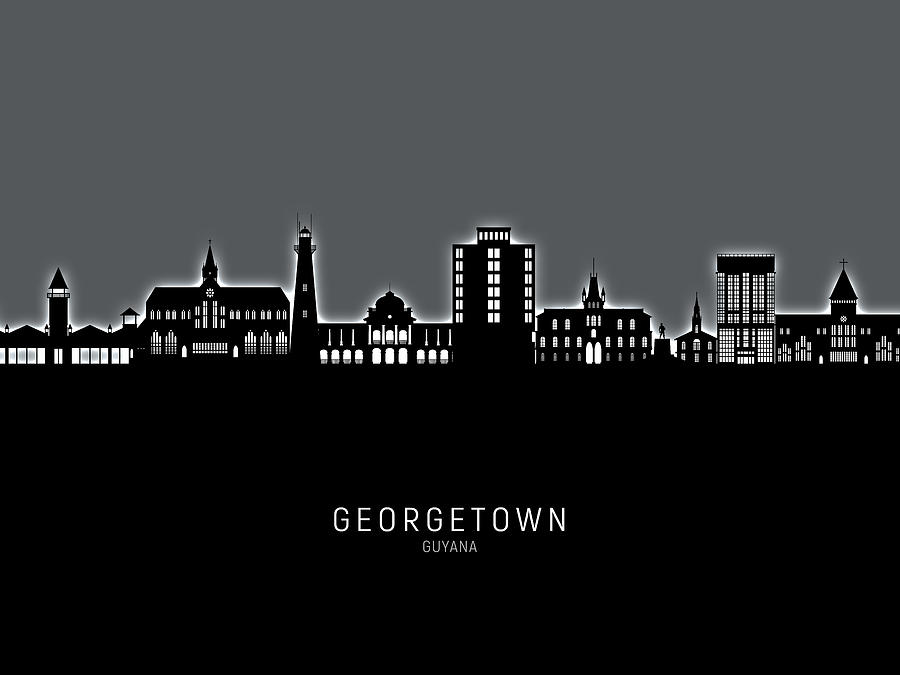 Georgetown Guyana Skyline #03 Digital Art by Michael Tompsett