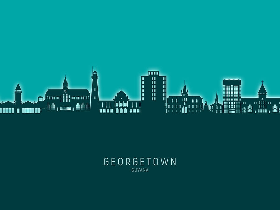 Georgetown Guyana Skyline #04 Digital Art by Michael Tompsett