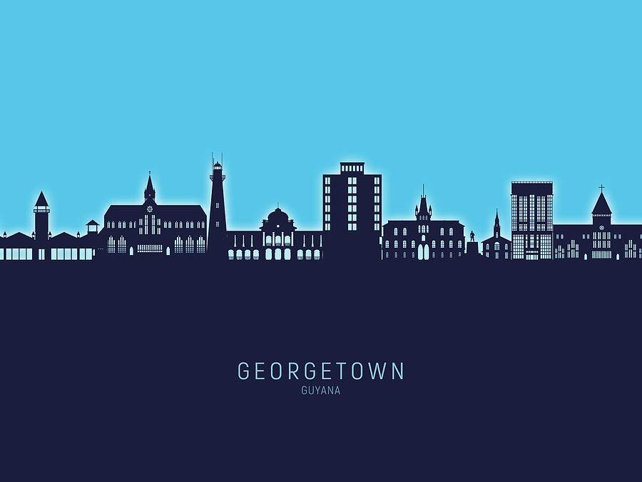 Georgetown Guyana Skyline #05 Digital Art by Michael Tompsett