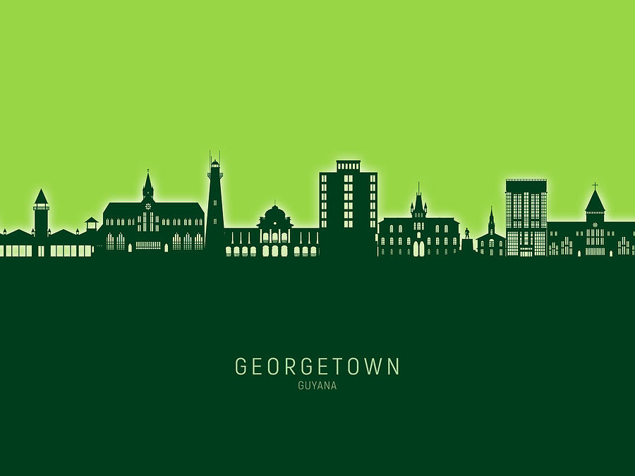Georgetown Guyana Skyline #06 Digital Art by Michael Tompsett
