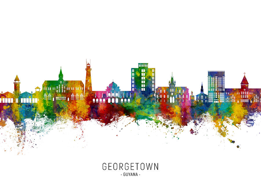 Georgetown Guyana Skyline #89 Digital Art by Michael Tompsett