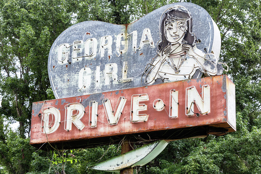 Georgia Girl Hamburger Stand Drive-In Sign, U.S. Highway 17, Woodbine, Georgia Photograph by Dawna Moore Photography