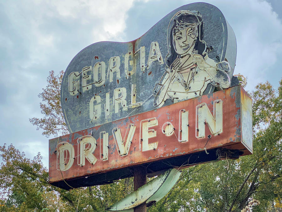 Georgia Girl Hamburger Stand Drive-In Sign, Woodbine, Georgia Photograph by Dawna Moore Photography