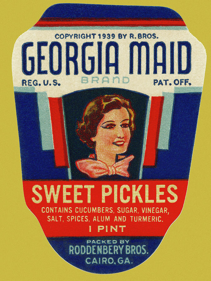 Georgia Maid Sweet Pickles Drawing by Vintage Food Labels