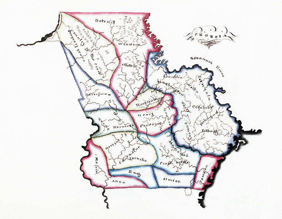 Georgia Map, 1819 Drawing by Harriet Baker