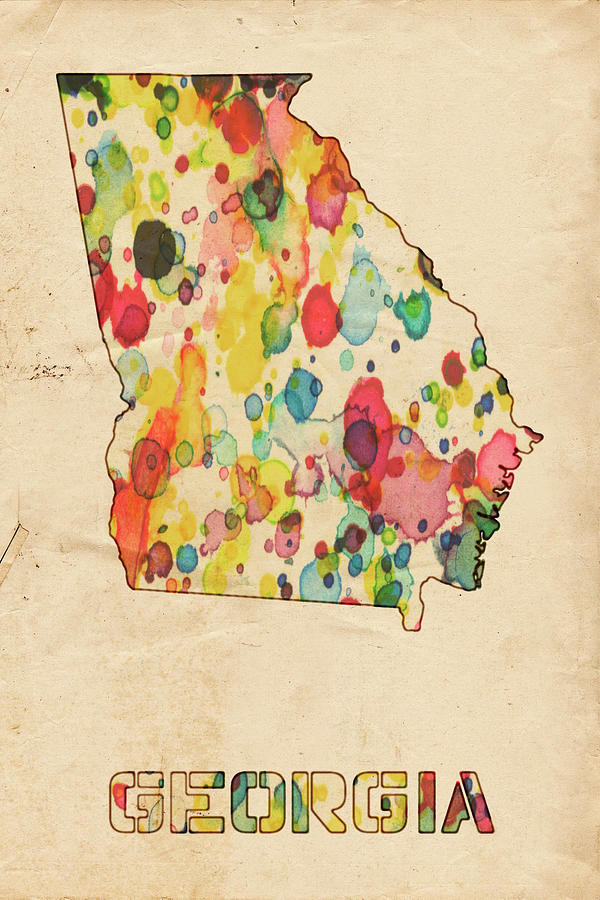 Georgia Map Poster Watercolor Painting by Beautify My Walls