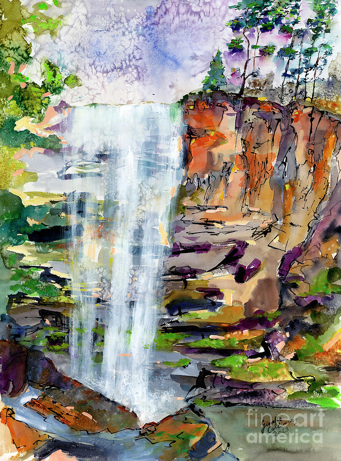 Waterfall Painting - Georgia Mountains Toccoa Falls by Ginette Callaway