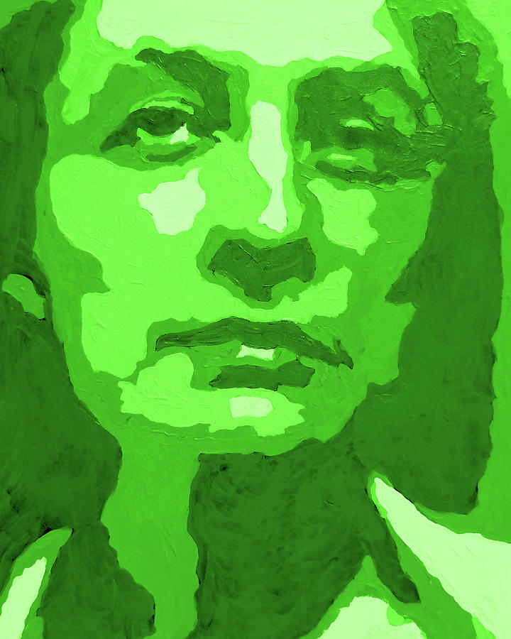 Georgia O Keeffe Portrait In Lime Green Painting