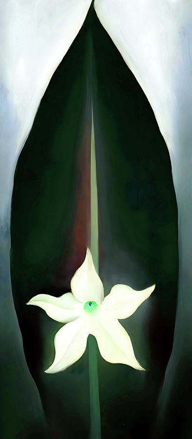 Georgia O'Keeffe Autumn Leaf with White Flower Painting by Jon Baran ...