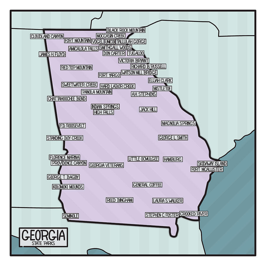 Georgia State Parks Map Digital Art By Finlay McNevin - Pixels