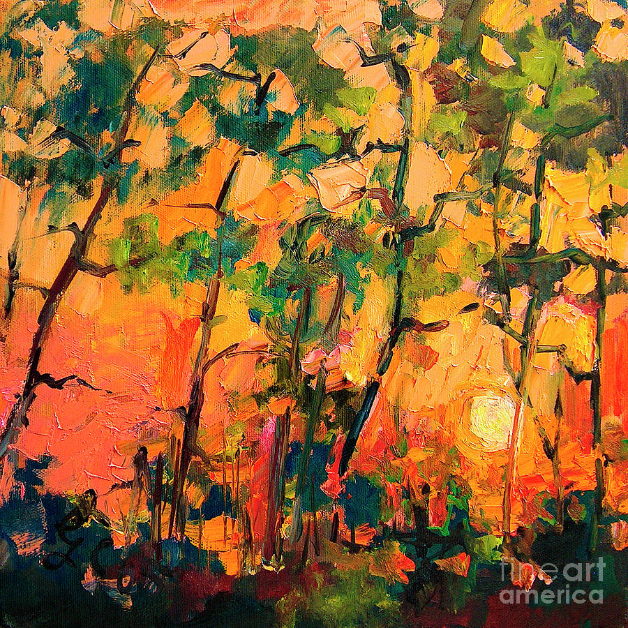 Georgia Summer Heat Sunset Painting by Ginette Callaway