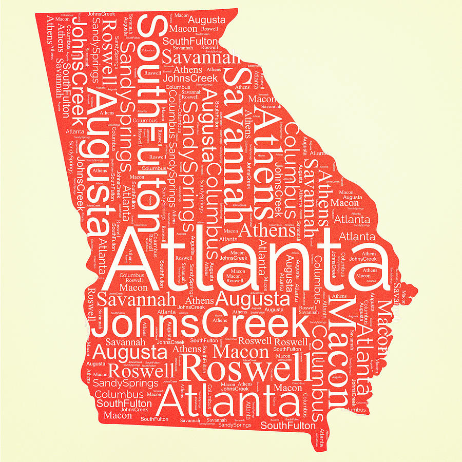 Georgia Typography Map Digital Art by Dan Sproul