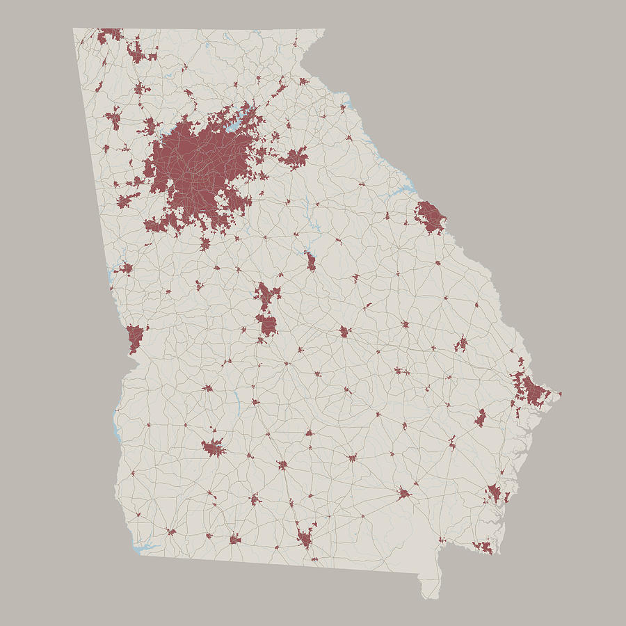 Georgia US State Road Map Drawing by FrankRamspott