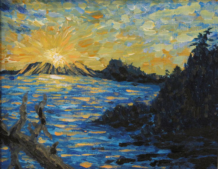 Georgian Bay Blue Sunset Painting by Ian  MacDonald