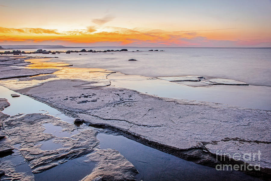 Georgian Bay Fossil Rich Beach Sunset Photograph by Charline Xia