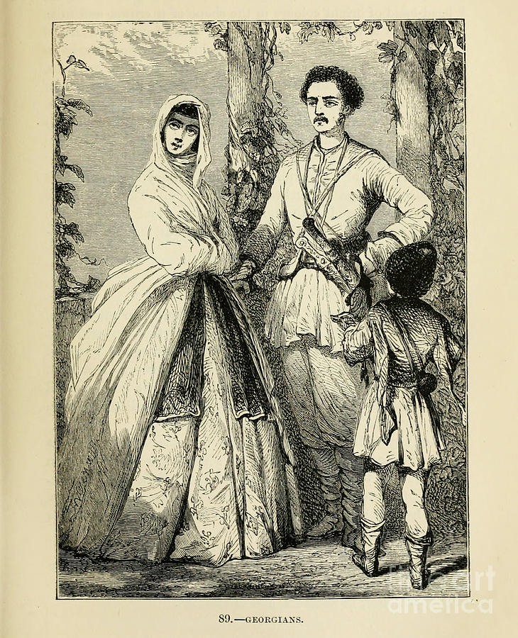 Georgian family in traditional clothes. 1872 a1 Photograph by Historic illustrations