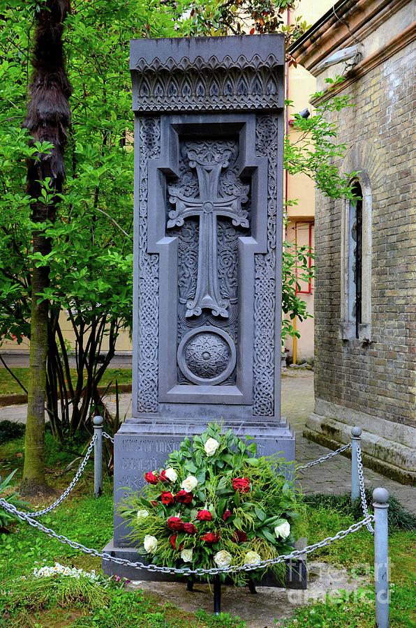 Georgian Orthodox church monument with crucifix cross t mark dead Batumi Georgia Photograph by Imran Ahmed