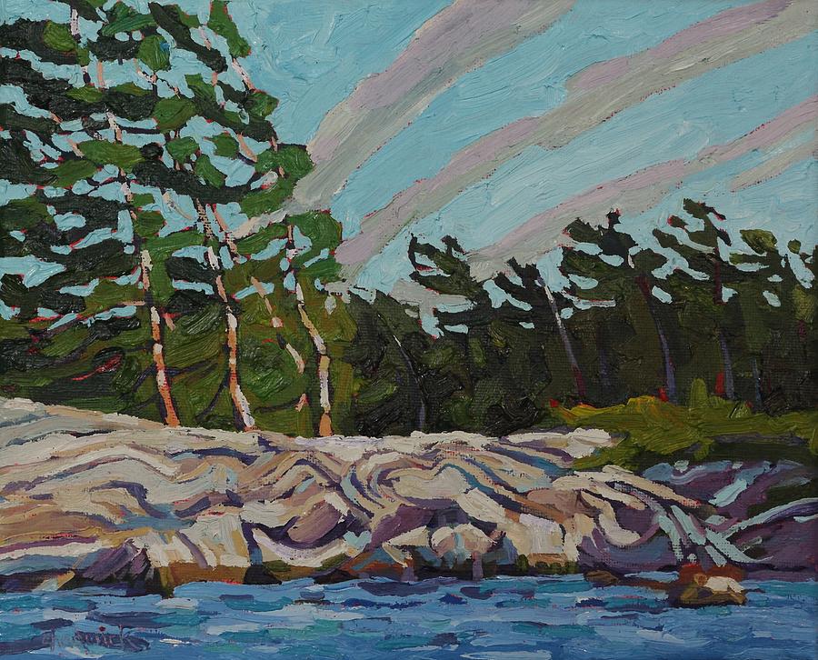 Georgian Rugged Shore Pines Painting by Phil Chadwick