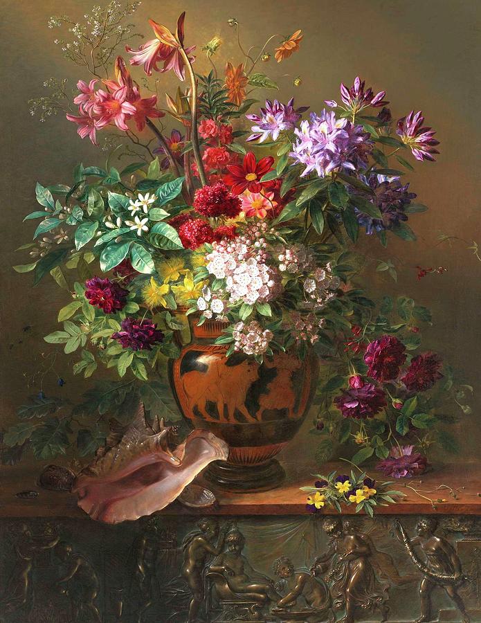 Georgius Jacobus Johannes van Os Still life with Flowers in a Greek ...