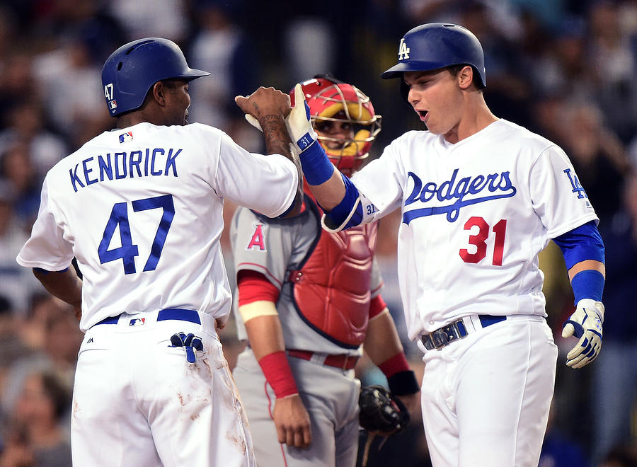 Geovany Soto, Joc Pederson, and Howie Kendrick Photograph by Harry How
